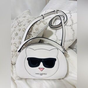 Karl Lagerfeld White and Black Cat Crossbody Bag